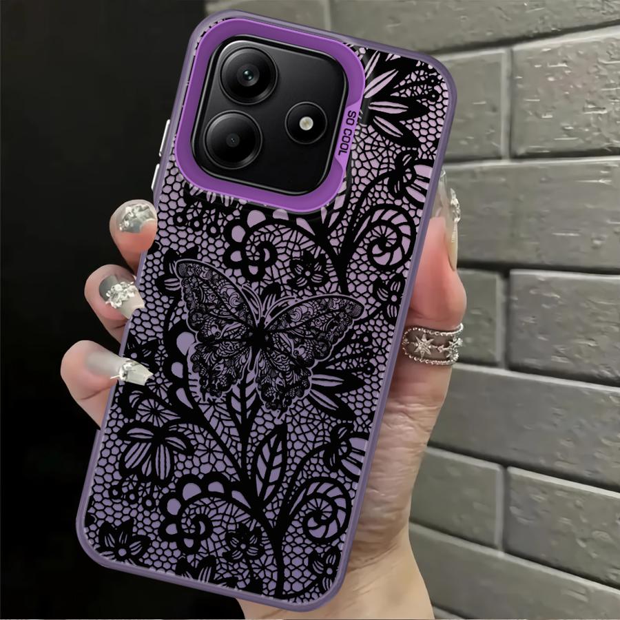 Дизайнерский Черный Кружевной Чехол для Xiaomi Redmi Note 9 10 K60 12C A5 10C 13C 9C 9T 14C A1 A2 Plus Задняя Крышка Телефона