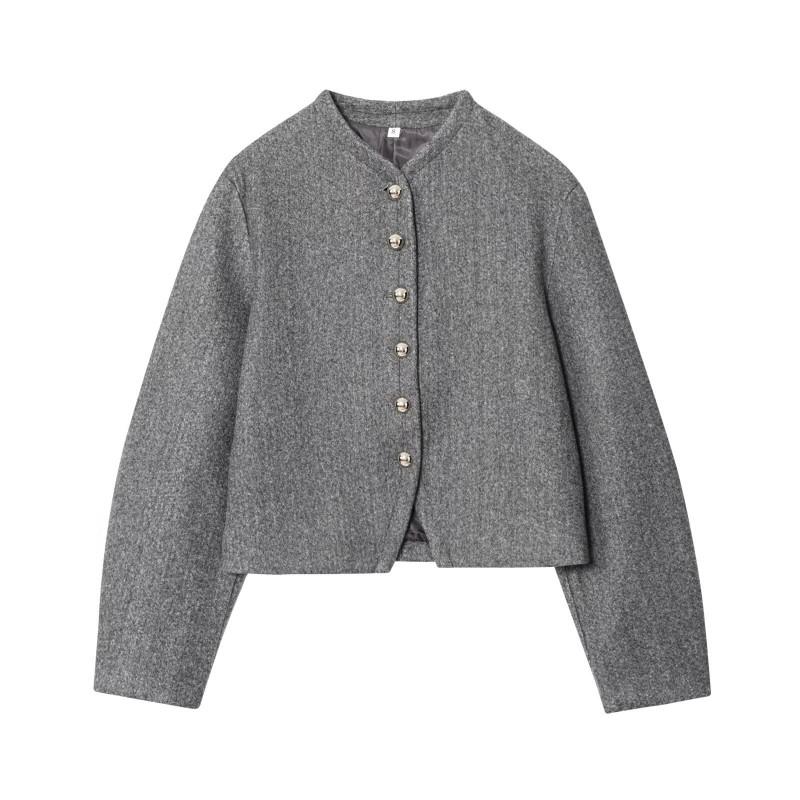 2026 Fall Winter Womens Street Fashion Button-Down Long Sleeve Wool Blend Coat S M L