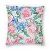 Magnolia Flowers And Blue Forgetmenots Pillowcase Polyester Linen Velvet Creative Zip Decorative Pillow Case Car Cushion Case