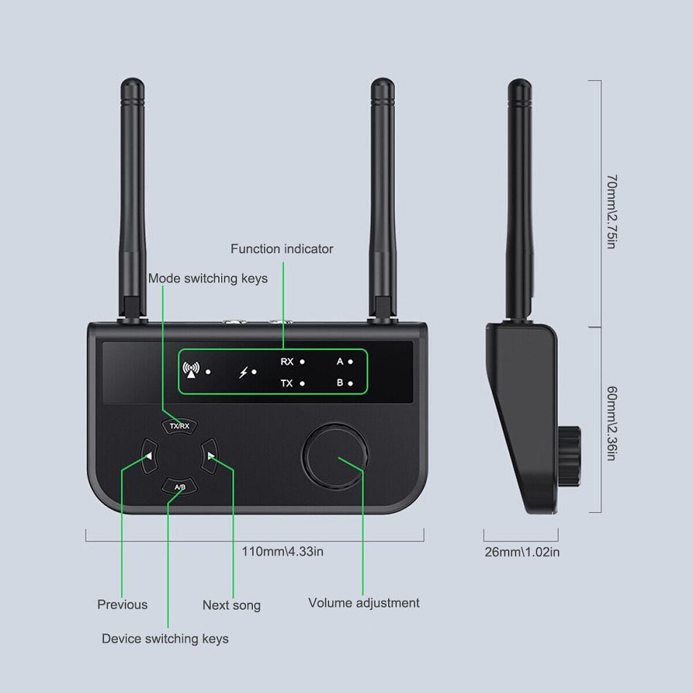 Long Range 2 IN 1 Bluetooth 5.3 Transmitter Receiver For TV Home Stereo Audio Ad