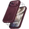 Coque + 2 Verres Trempés Pour iPhone 18 Pro Max, Anti-Rayures Avec Cercle Magnétique Bordeaux