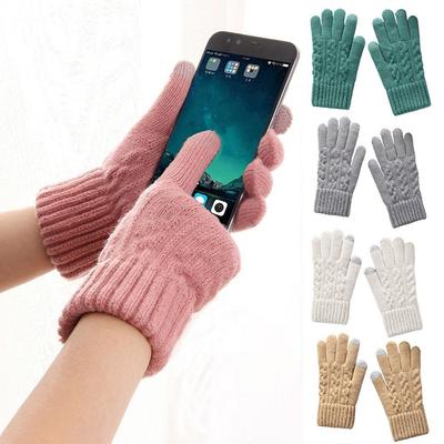 Plush Women's Knitted Gloves Thick Warm Men Women Mittens Cold-proof Gloves Riding Skiing