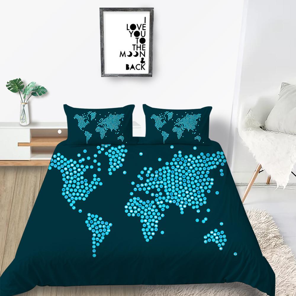 Новая мода с мультяшным принтом в виде карты, чехол для постельного белья, модный комплект чехлов, пододеяльник, домашний текстиль для мужчин и женщин, комплект постельного белья двойного размера