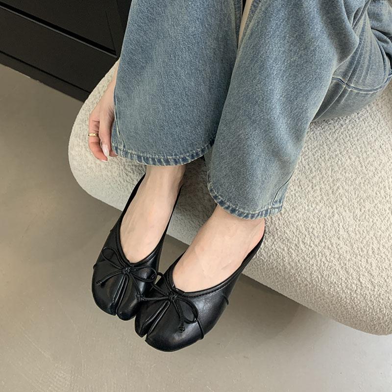 Fashion Fashion Butterfly-Knot Flats Slippers Women Mules Shoes Female Shallow Footwear Strange Toe Ladies Flats Slippers Shoes