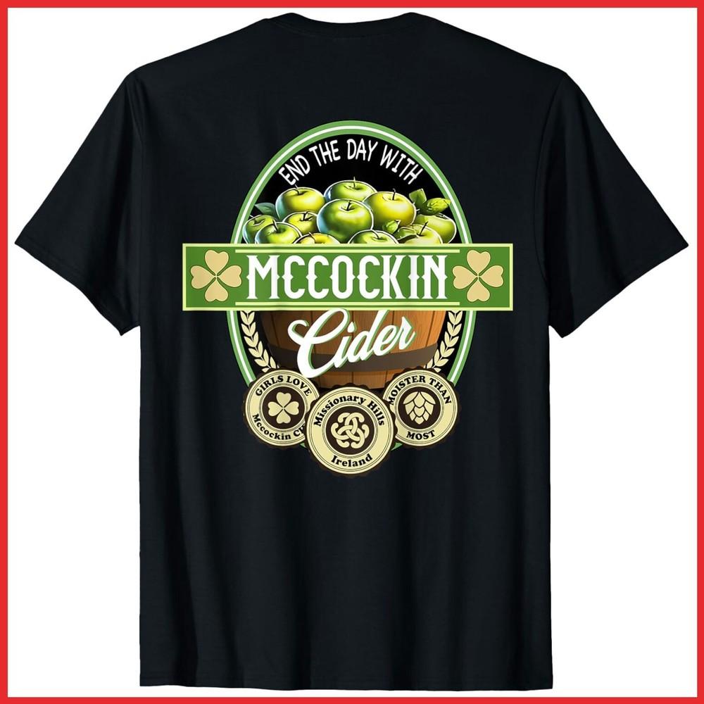 Mccockin Cider Funny St Patricks Day Black Cotton T-Shirt Unisex T-Shirt