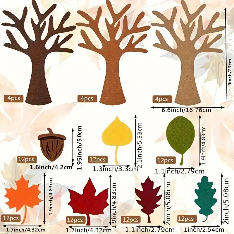 3D 96Pcs DIY Felt Tree Crafts Kit for Halloween Thanksgiving Home Wall Decor Gift Decoration Craft Set Decor Ornaments Figurines