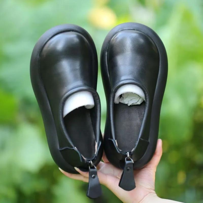 Женские зимние ботинки на платформе, кроссовки на плоской подошве в стиле ретро, кожаные туфли для женщин 2025 года, спортивная обувь для зимнего бега Botas De Mujer