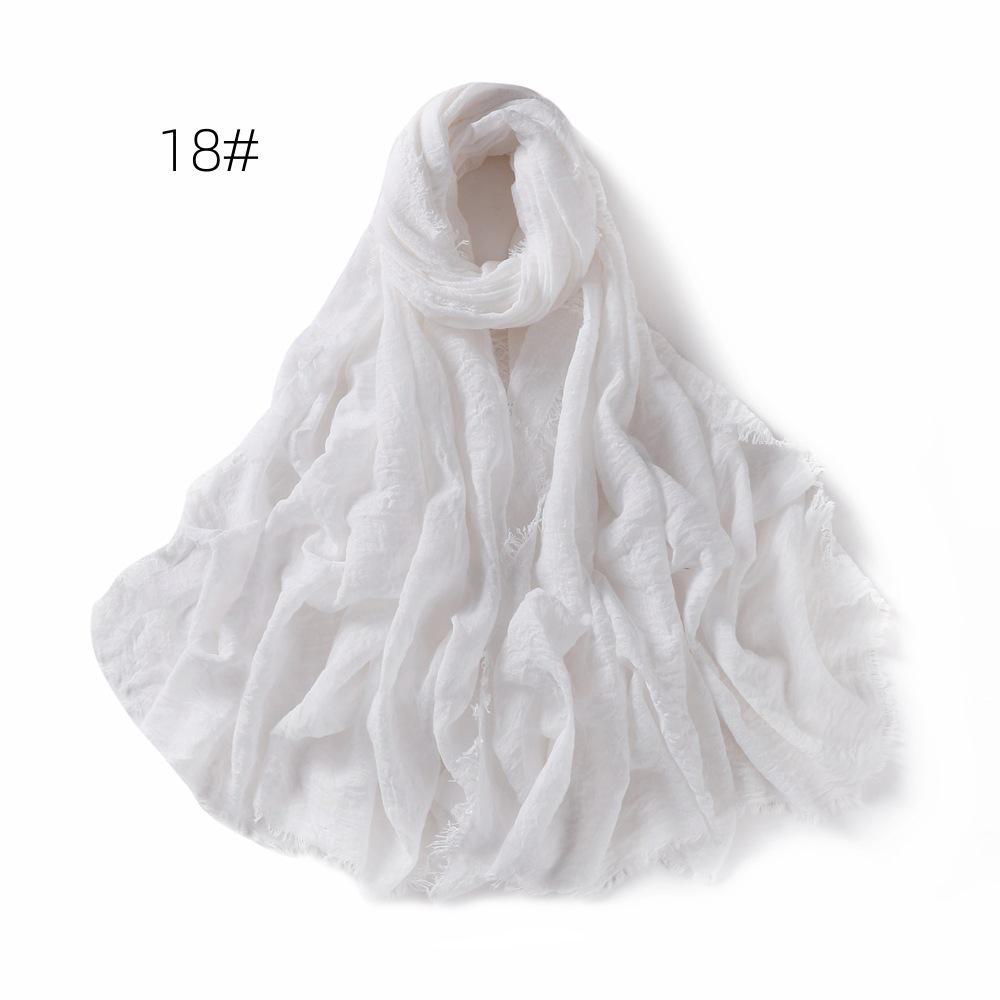 High-Quality Cotton Linen Gauze Scarf: Breathable, Encrypted Sunscreen, Four-Circle Fringe Shawl, Women's Malay Head Scarf