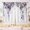 Farmhouse Teal Grey Floral Kitchen Curtains Rustic Flower Window Treatment Wildflower Small Cafe Short Window Curtains Bathroom