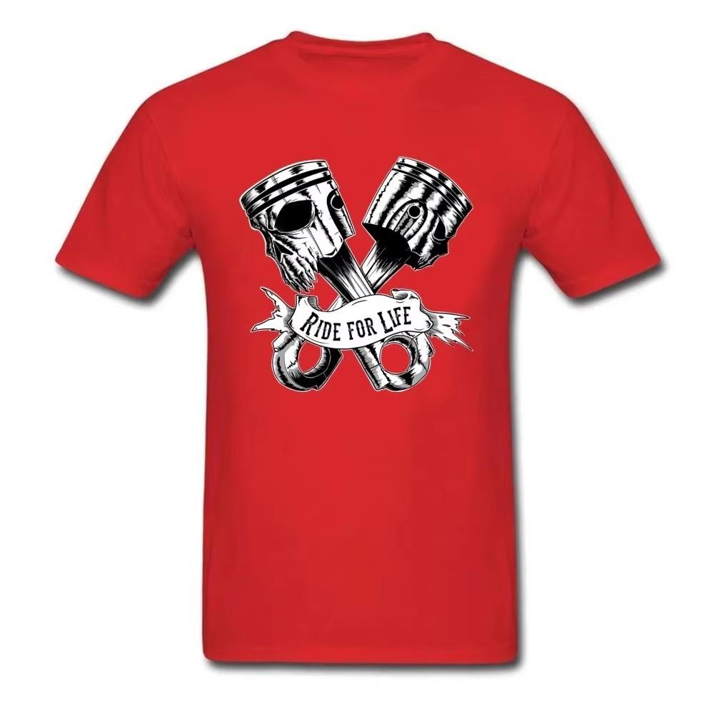 Young T-Shirt Skull Piston Tshirt Skulls Printed Men T Shirt Fashionable Rider Tops Retro Tees Punk Hipster Clothes Oversized