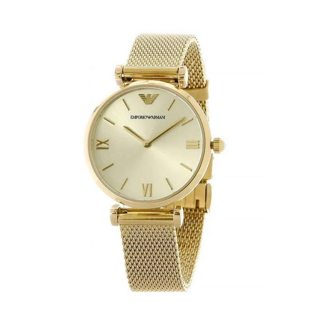 Emporio Armani AR1957 Ретро Золотой Циферблат Золотая Сетка Браслет Часы Для Женщин