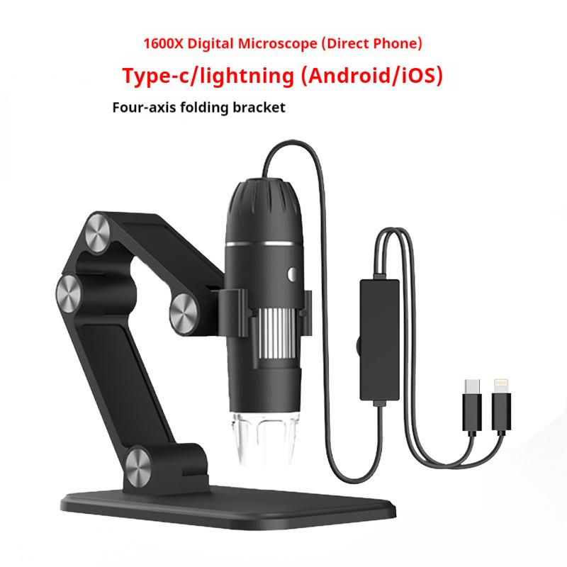 Цифровой USB-микроскоп 1600X 3 в 1 Портативный электронный микроскоп для пайки Светодиодная лупа Тип-C Лупа