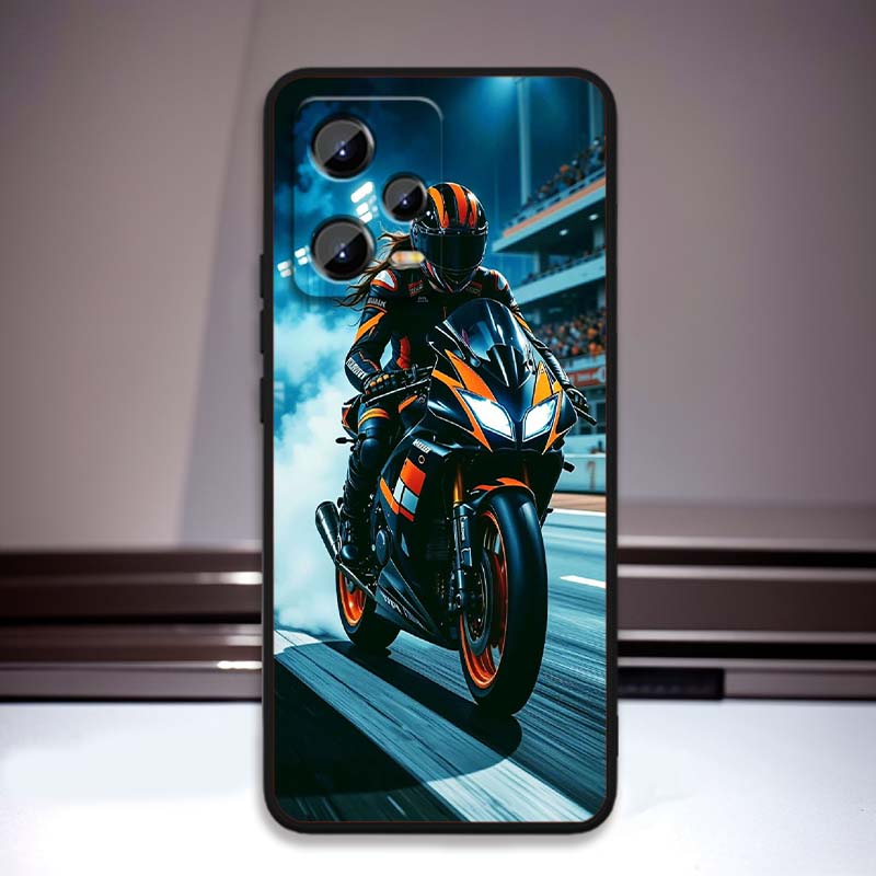 Креативный чехол для телефона с мотоциклистом, крутой, для Xiaomi Redmi Note 15 14 13 12 12S 11E 11 11S Pro Plus 4G 5G, черный, мягкий ТПУ