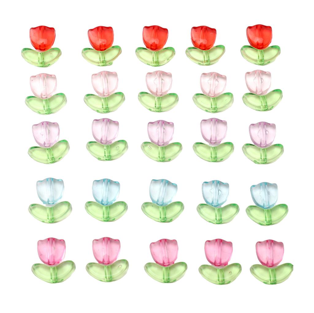 20 шт./пакет Акриловые бусины-тюльпаны для изготовления ожерелий, браслетов, серег, ювелирных изделий, аксессуары для рукоделия