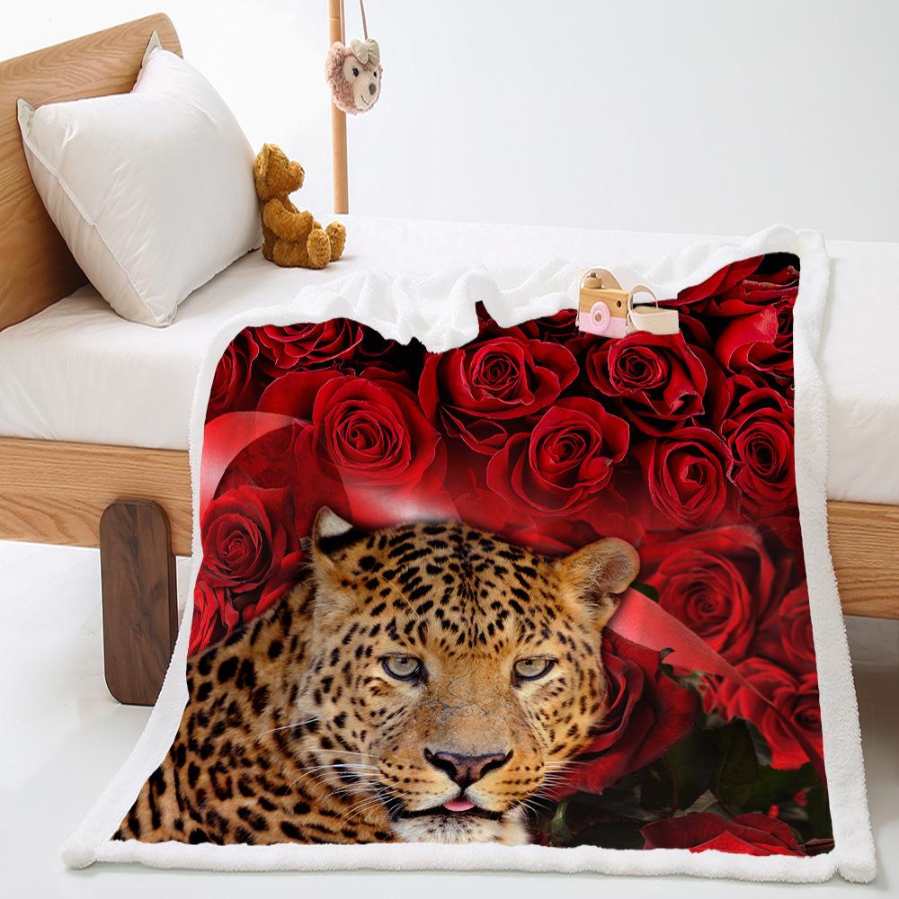 Blanket 2D Digital Printed Lamb Fleece Crystal Fleece Animal Tiger Blanket Blanket