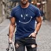 Breathable Men Summer Outfit Tee 3D Smile Printed T Shirt Casual O Neck Sportwear T Shirts Short Sleeve Loose Tops