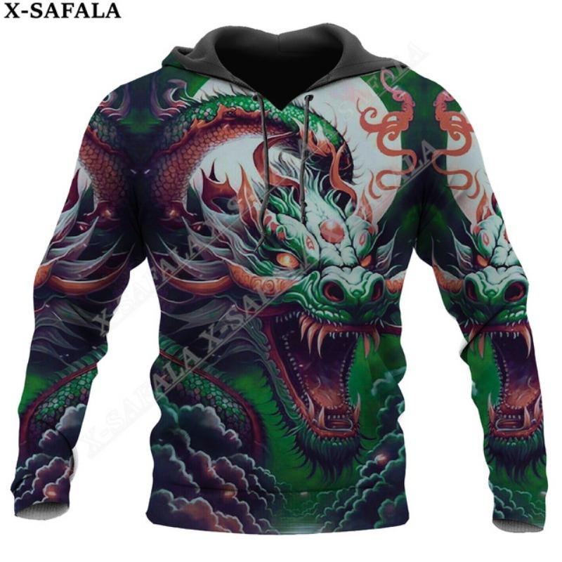 Мифический дракон искусство луна 3D принт молния толстовка мужской женский пуловер толстовка с капюшоном куртка трикотажное пальто спортивные костюмы-1