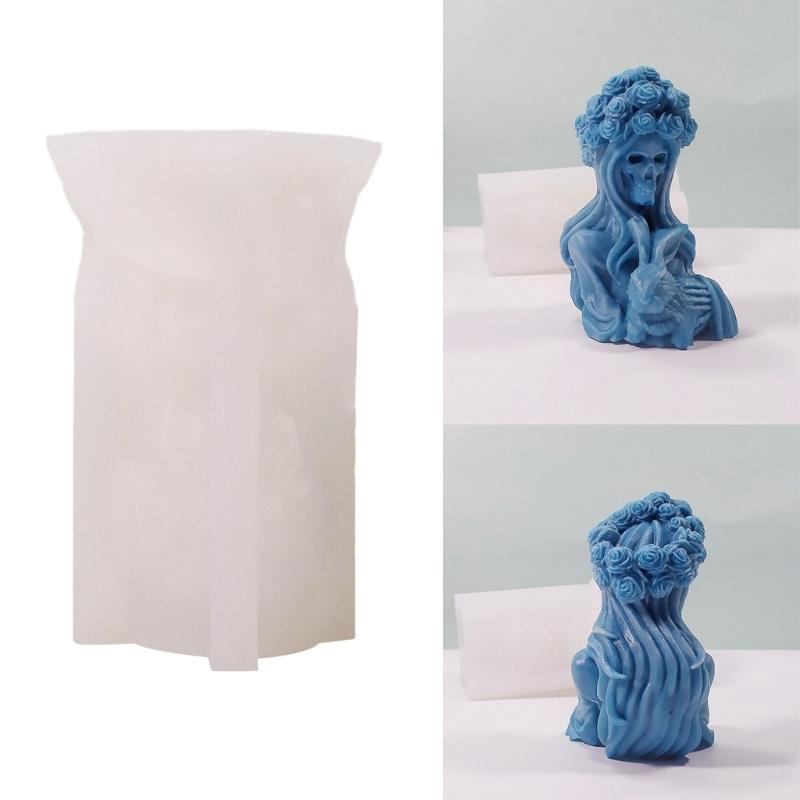 Ручная работа череп ведьма силиконовая форма ароматические гипсовые свечи украшения капля клей смола форма для украшения