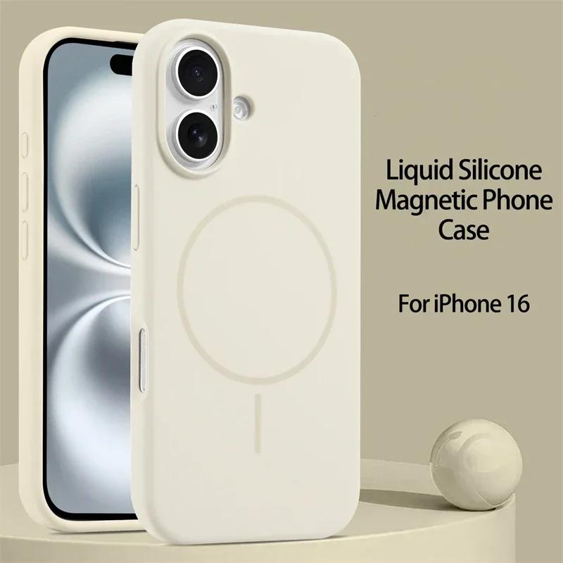 Оригинальный Магнитный Чехол из Жидкого Силикона Для iPhone 15 16 Plus 14 11 12 13 16 Pro Max Magsafe Беспроводная Зарядка Защита Мягкая Крышка