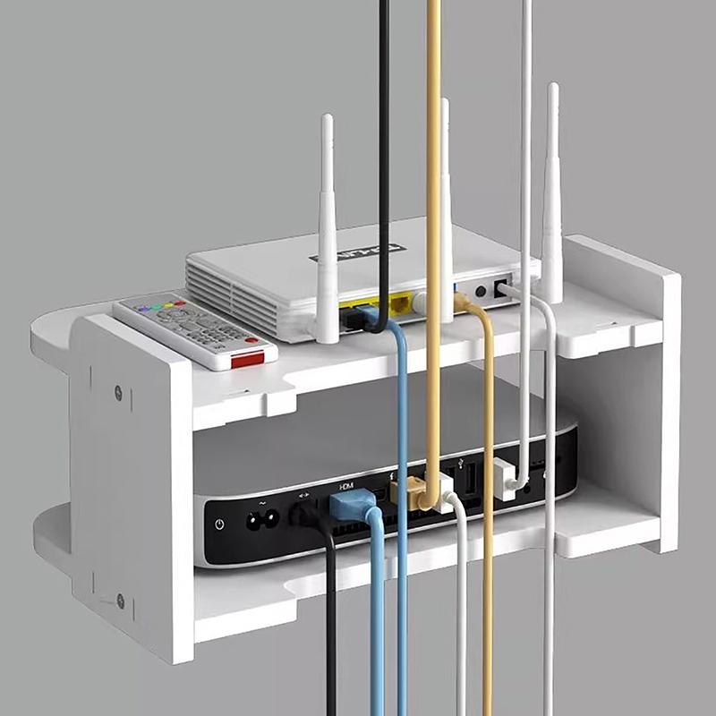 2-х уровневые плавающие полки, маршрутизатор Wi-Fi, подвесной уровень, розетка с несколькими кранами, держатель для приставки, кронштейн для кабеля, настенное крепление, органайзер для хранения