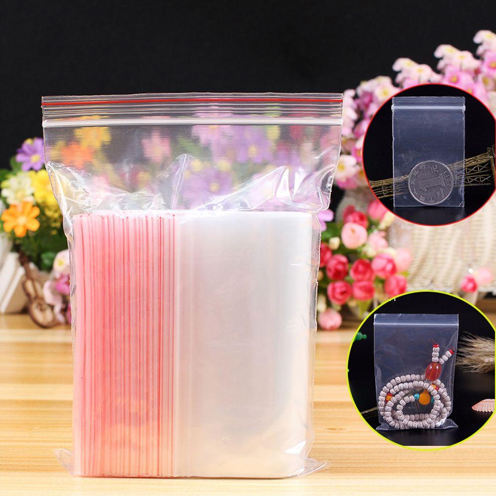 100 Pcs/pack Home Storage Self Adhesive PE Pouch Poly Clear Plastic Jewelry Zip Bags