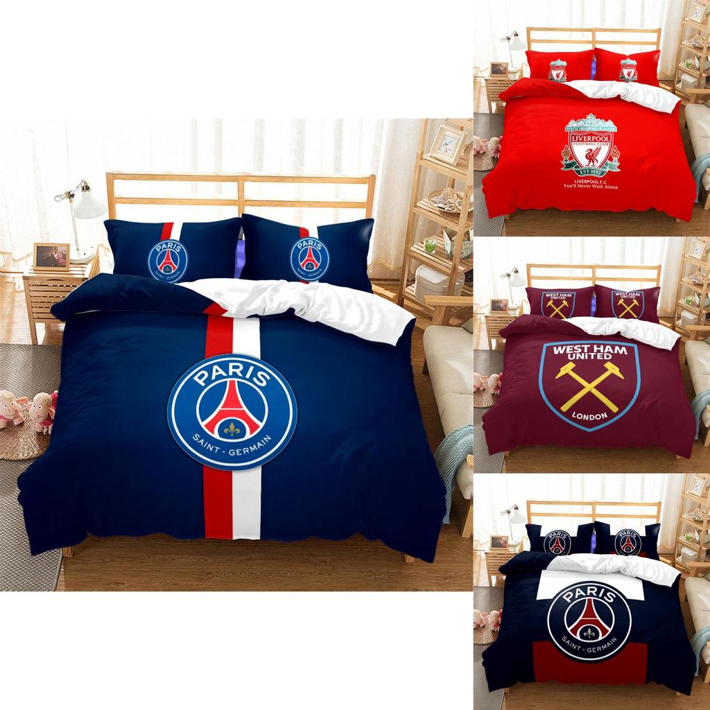 Логотип футбольной команды Двуспальный 3-предметный постельный комплект - удобный, грязеотталкивающий домашний текстиль