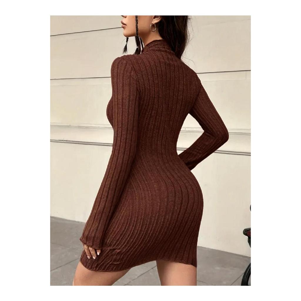 Женское платье с высоким воротником, трендовое, из вельвета и лайкры, хлопок, сезонное и зимнее