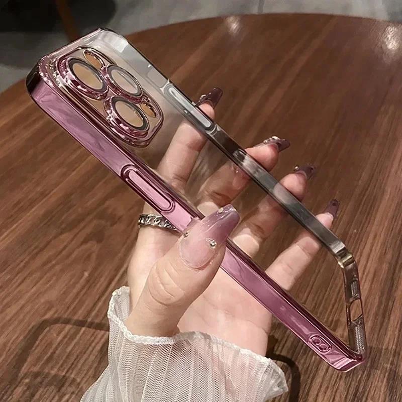 Прозрачный чехол с покрытием для iPhone 17 Air 16 1 14 13 11 12 Pro Max Plus 13 12 Mini, силиконовая накладка с защитой всей камеры