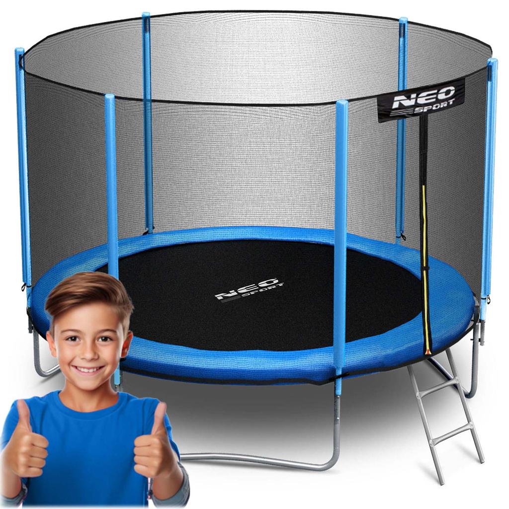 Neo-Sport Garden Trampoline 8Ft/ With External Safety Enclosure Net And Ladder