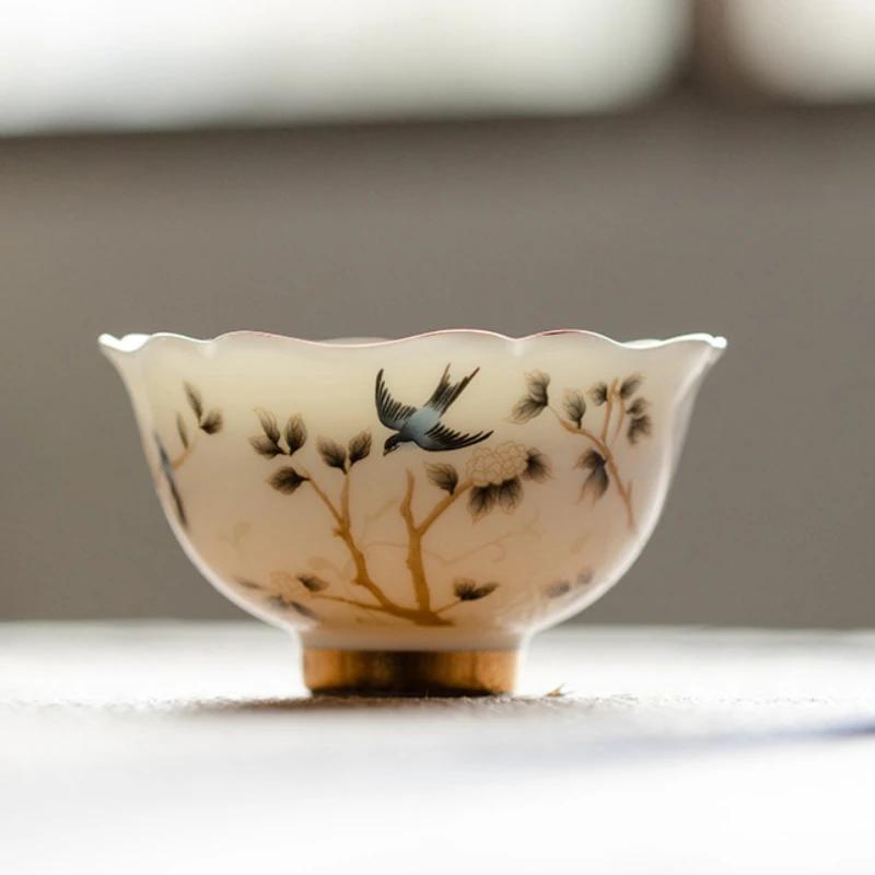 Персональная высококачественная чайная чашка, домашний керамический набор для кунг-фу, Dehua Mutton Fat Jade White фарфоровая посуда для приготовления чая, кухня, столовая, бар