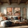 2pcs Moroccan Wall Art Neutral Boho Print Terracotta Cactus Decor Berber Pouf Basket Poster Minimalist  Art Bedroom Home Decor