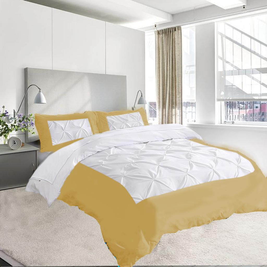 Dual Tone 600TC 3PC Duvet Cover Set 100% Egyptian Cotton - Dual Design, Multi Sizes & Colors (1 Duvet Cover & 2 Pillow Shams)