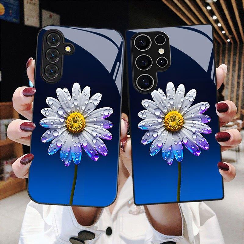 Чехол для мобильного телефона Samsung S26ULTRA A90 Ромашка S24 Закаленное стекло A16 Защитный чехол с меняющимся цветом A07