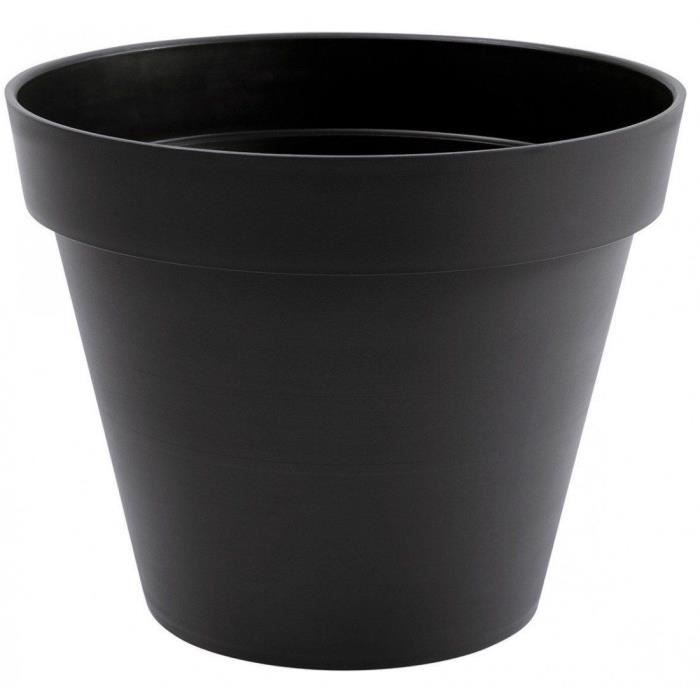 EDA Round Flower Pot TOSCANE - 43 L - Ø 47.5 X H.40 Cm - Anthracite Grey - Indoor/Outdoor
