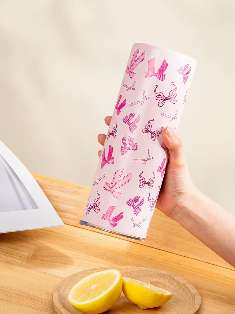 20 унций Милая чашка с бантиком Изолированная чашка из нержавеющей стали Изолированная термокружка Стаканчики для вечеринок Крышка с соломинкой Кофейная кружка Дорожная кружка Бутылка для горячей воды