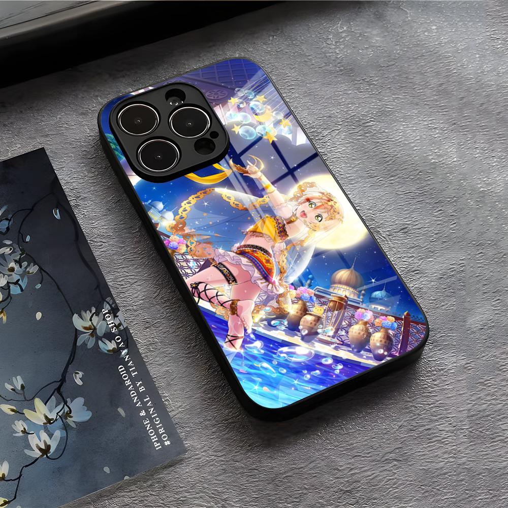 Чехол для телефона Love Live Anime для iPhone 17 Air 16 E Pro Max 15 14 13 Mini 12 Pro 11 Max Plus Черный Стеклянный Чехол