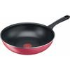 T-fal "Cranberry Red Wok Pan" 28cm Deep Stir-Fry Pan, Gas-Stove Only, Free of PFOA and Other Harmful Substances, Long-Lasting Non-Stick, Red, B55919