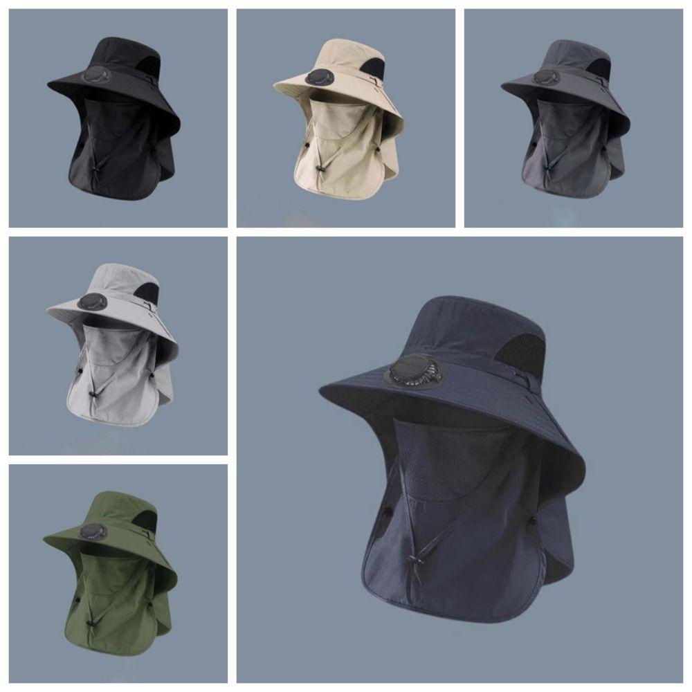Long-lasting Fishing Sun Shading Cap Portable Wide Brim Fan Hat for 3.7V/300mAh Gardening