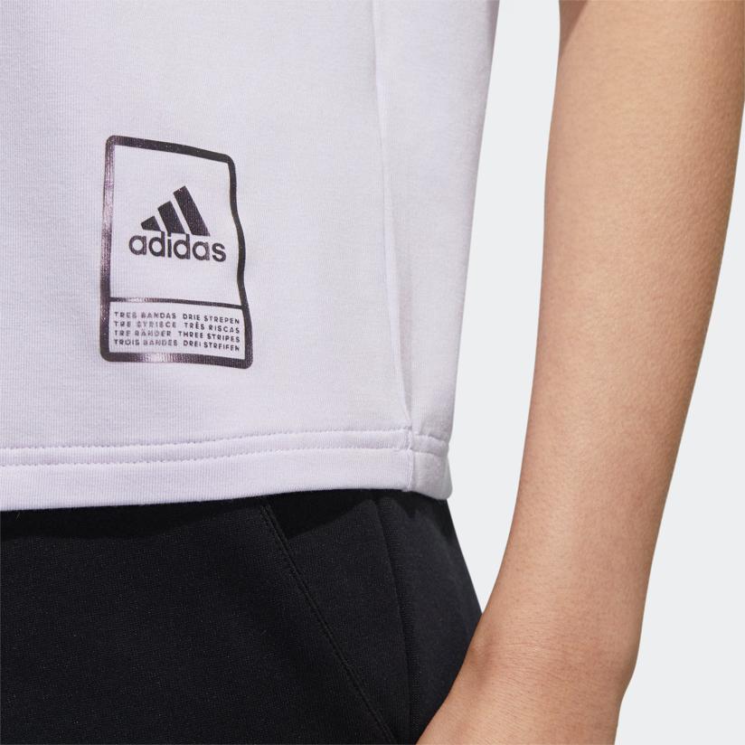 adidas Повседневная полосатая футболка с круглым вырезом и короткими рукавами Женские футболки Светло-фиолетовая FT2908