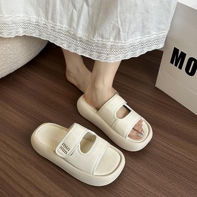 Желтые какашечные тапочки с мягкой подошвой и нескользящей подошвой, женские летние 2025, новые, взрывные, пляжные, на толстой подошве, крутые тапочки