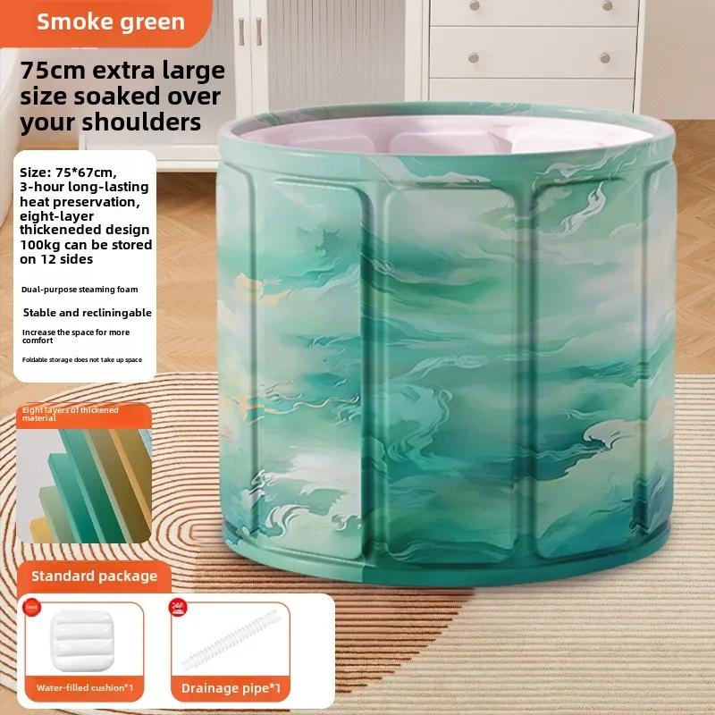 Круглая складная ванна для детей и взрослых, портативная ванна, СПА для ванной, удобное хранение, складное ведро для купания с крышкой