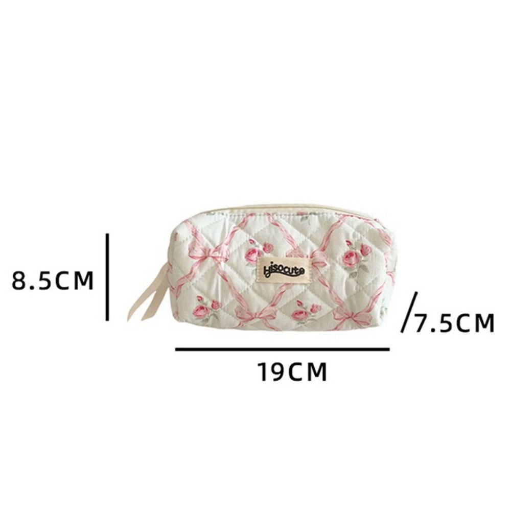 Rhombus Large Capacity Pen Case Bow Makeup Lipstick Bag Portable Stationery Storage Bag Kid