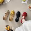 Fashion French Woven Thin Hairband Fish Mouth Open Toe Sandals Women 2025 New Xia Square Toe Block Heel Kitten Heel Slippers
