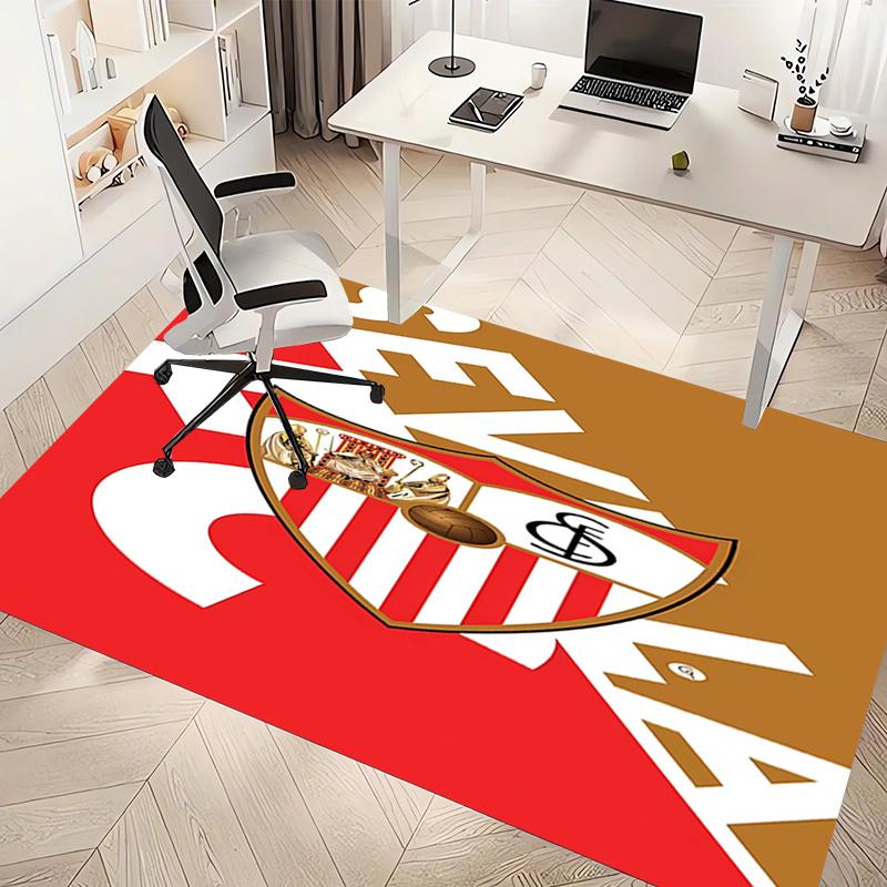 1pc Seville logo Print Area Rug - Soft, Washable Non-Slip Indoor Mat, Living Room, Home Office Decorative Rug,Office Decorative
