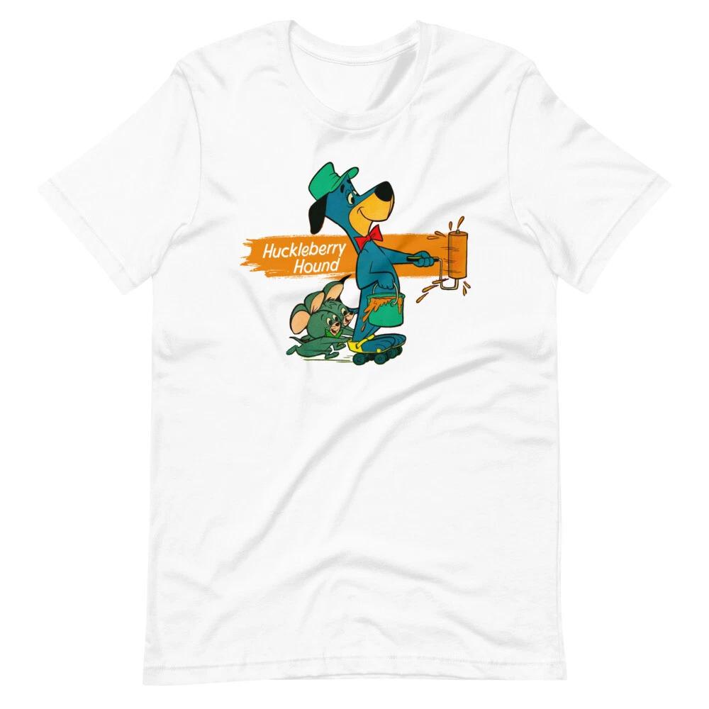 HUCKLEBERRY HOUND Fan Art White Graphic Tee Short-Sleeve Unisex T-Shirt