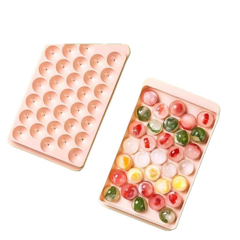 Food Grade Round Ice Cube Trays with Lids - Creative Sphere Mold for Home Refrigerator