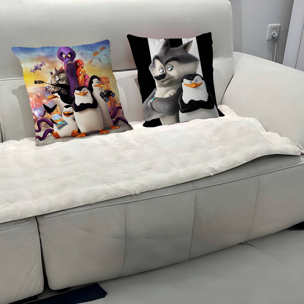 Cute P-Penguins Of M-Madagascar Personalized Pillow Cover Kids Bedroom Wild Party Decor Pillowcase Kid Birthday Shower Gift