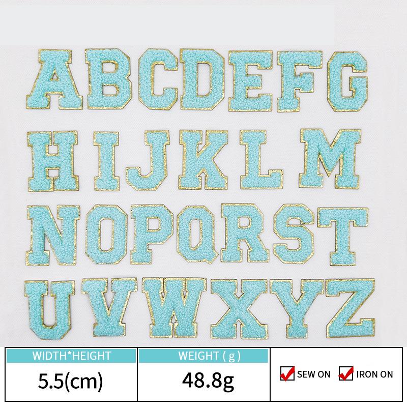 Colorful English Letter Chenille Embroidery Patches Iron on Sew on Garment Alphabet Crochet Patches for Clothing Hat Cap Craft
