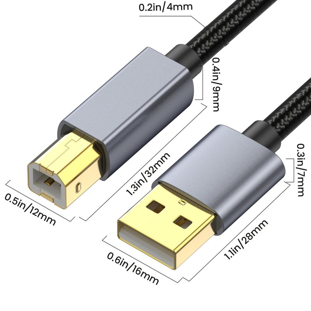 USB-кабель для принтера, длина 1,8 м, USB 2.0 тип A (папа) - тип B (папа), шнур для сканера для MIDI-контроллера