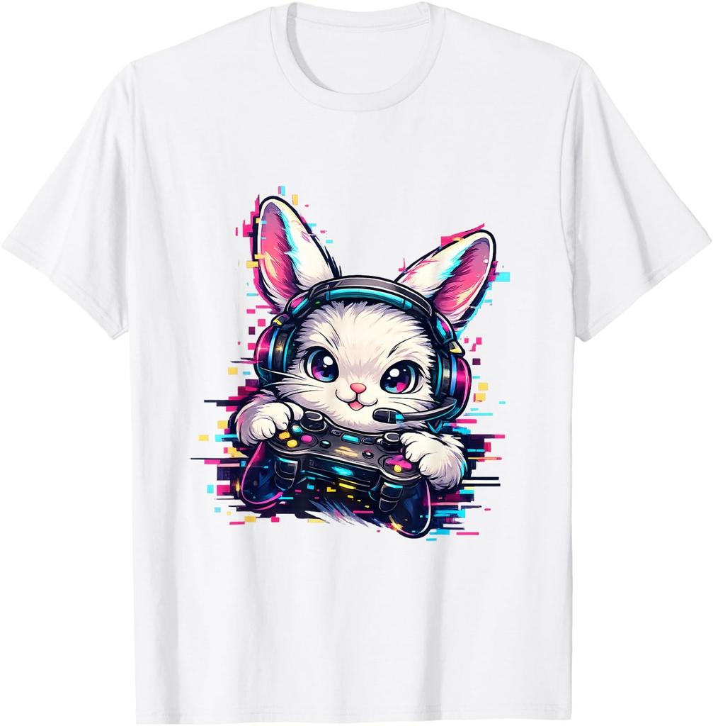 Gaming Bunny Easter Day Video Game Rabbit Art T-Shirt
